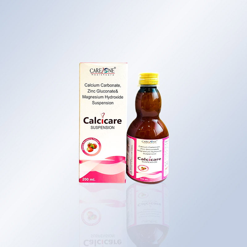 Carezone Healthcare CALCICARE therapeutic pediatric syrup bottle box packaging