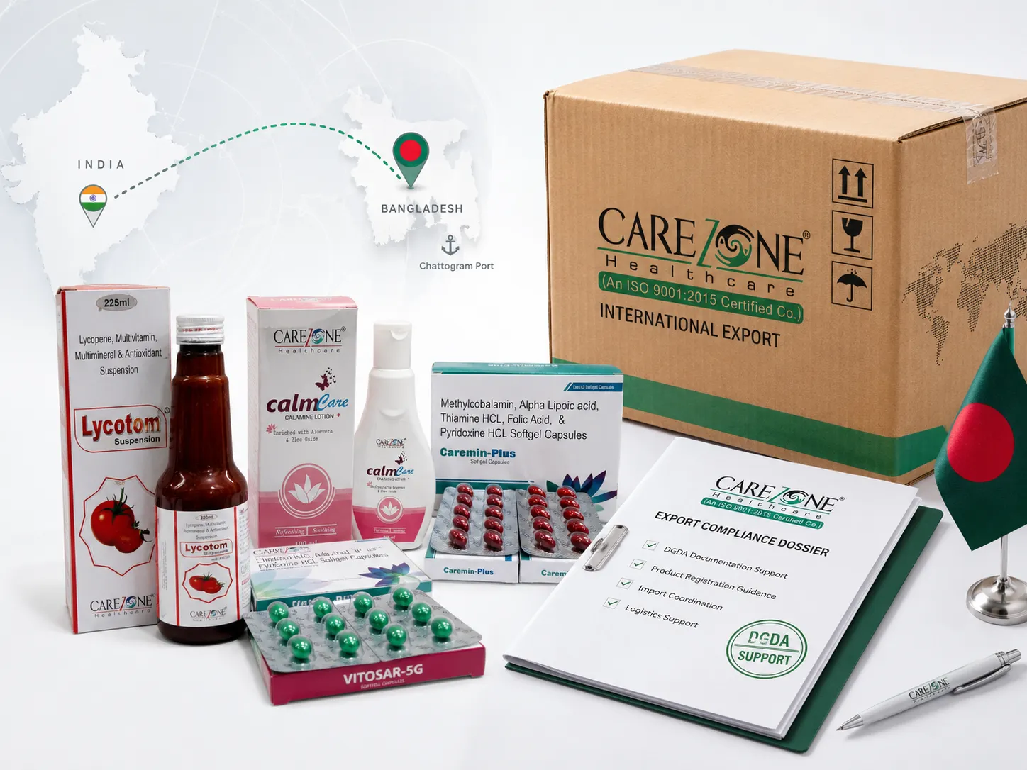 Bangladesh import enquiry support for Carezone Healthcare nutraceutical cosmetic and personal care products