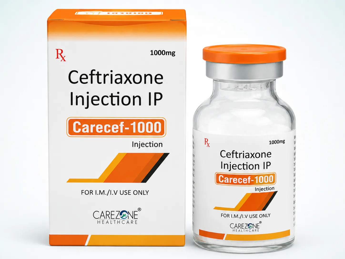 Carezone Healthcare CARECEF-1000 sterile dry powder injection vial carton pack shot
