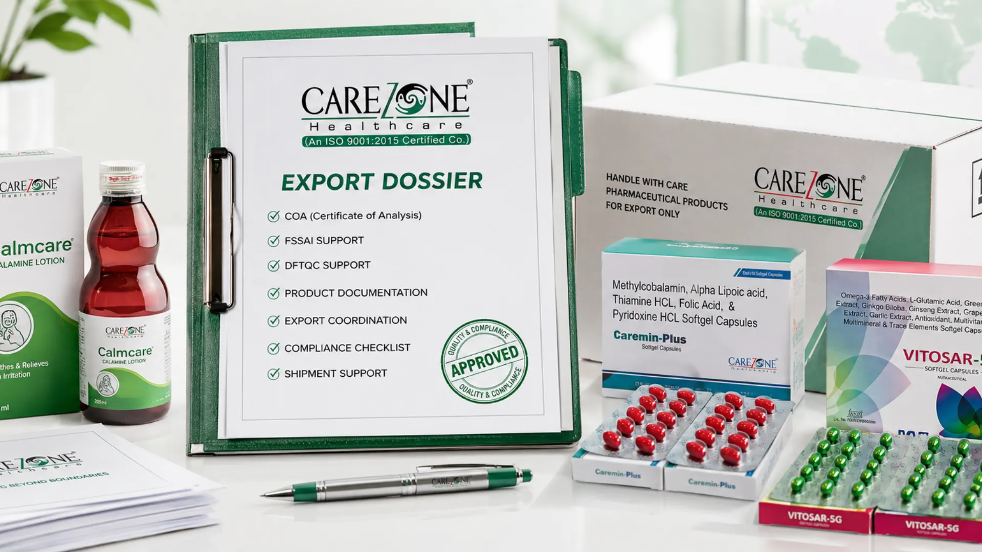FSSAI DFTQC COA and export documentation support for Carezone Healthcare international enquiries