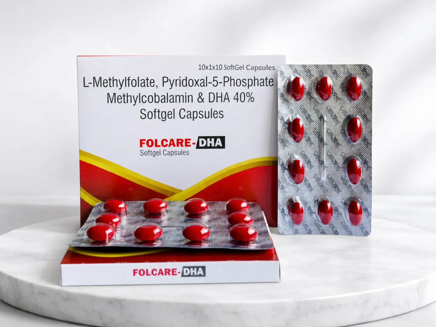 Carezone Healthcare FOLCARE-DHA gynecological softgel package layout