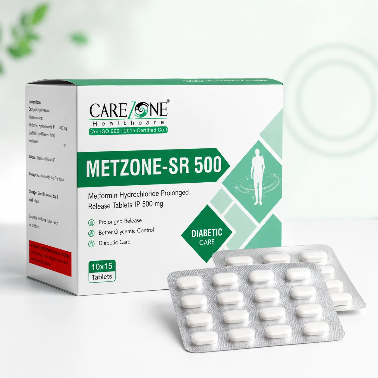 Carezone Healthcare METZONE-SR 500 diabetic range tablet product