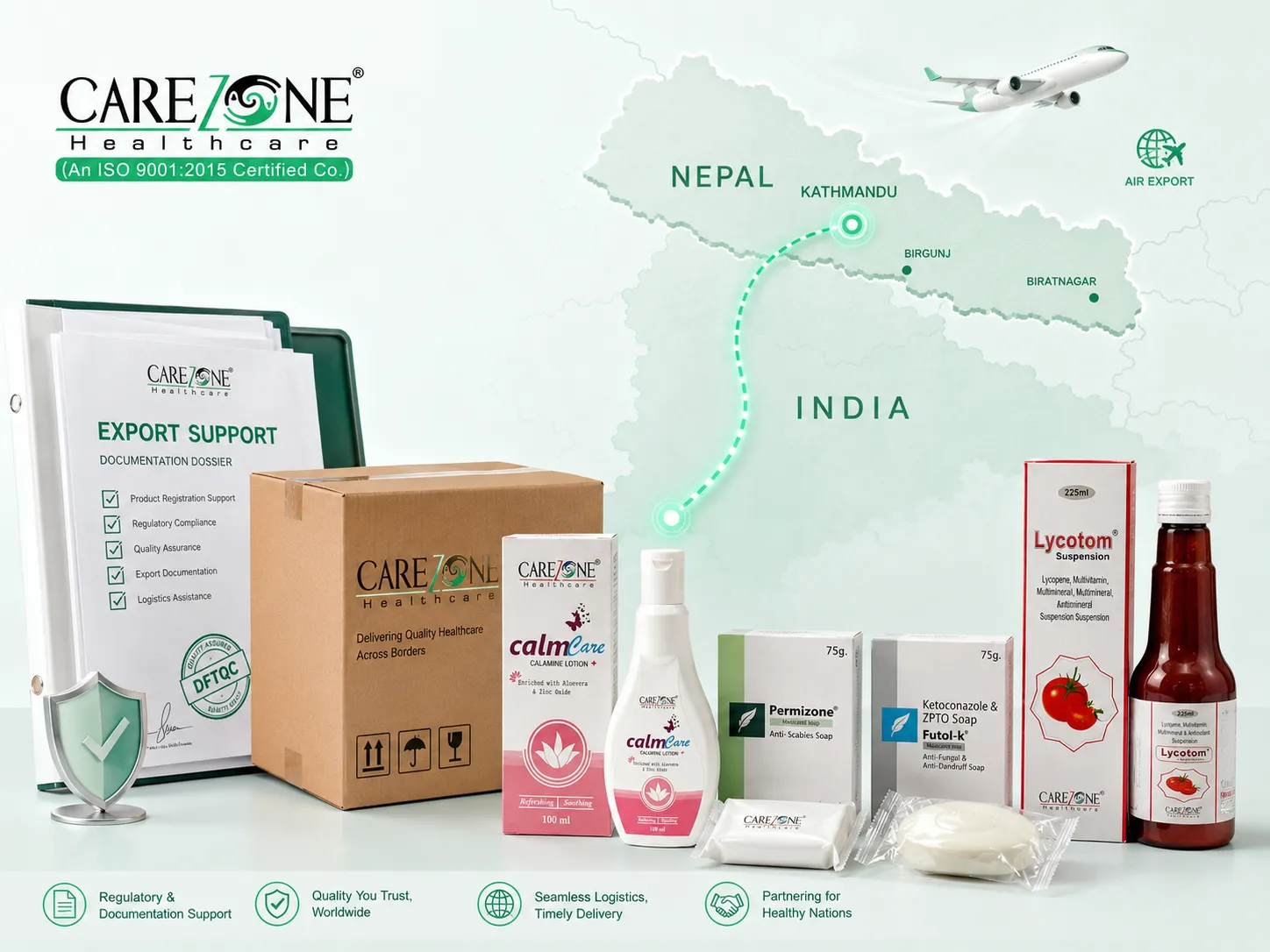 Carezone Healthcare Nepal export support illustration