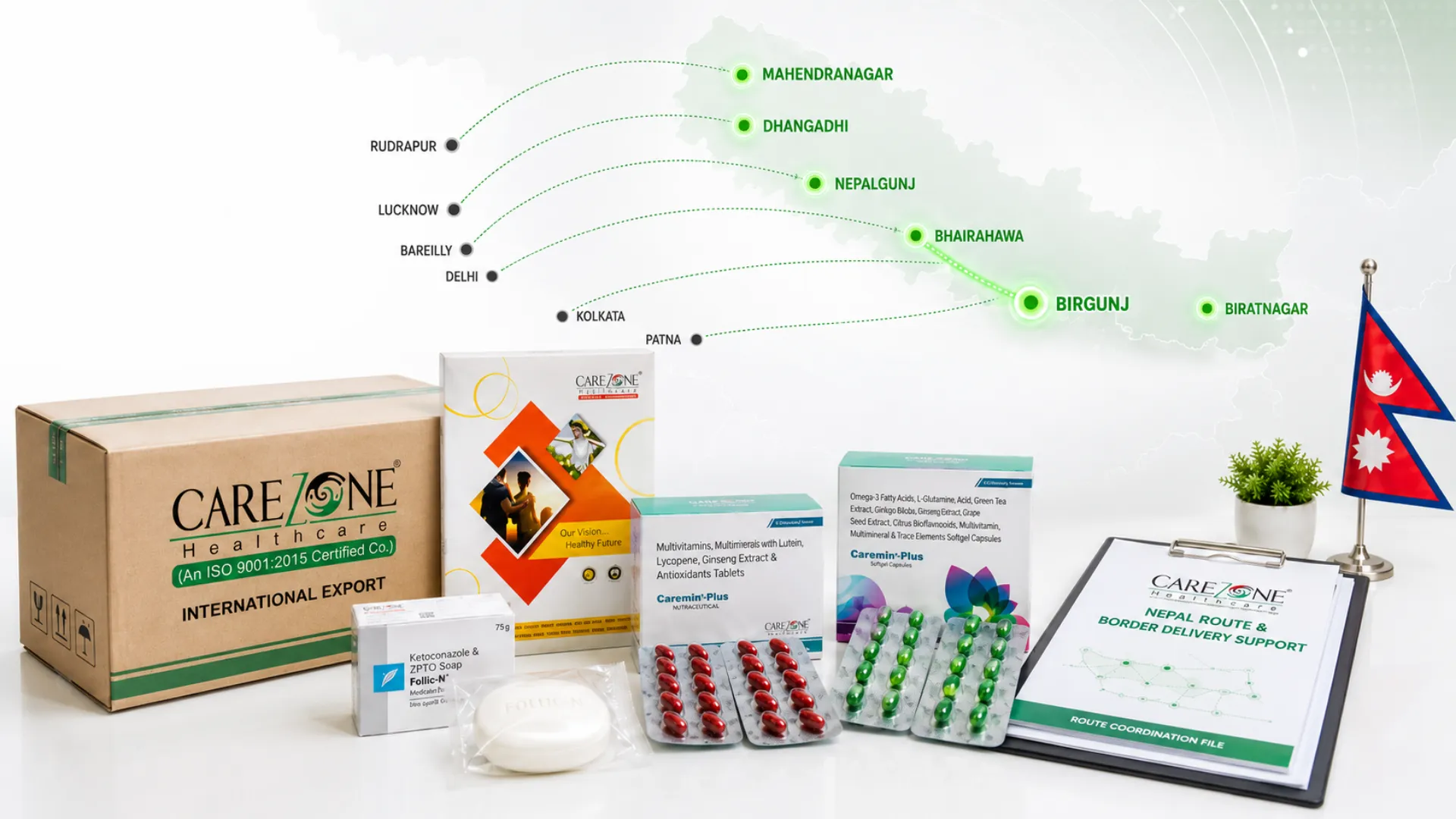Carezone Healthcare Nepal border route support for fast delivery coordination