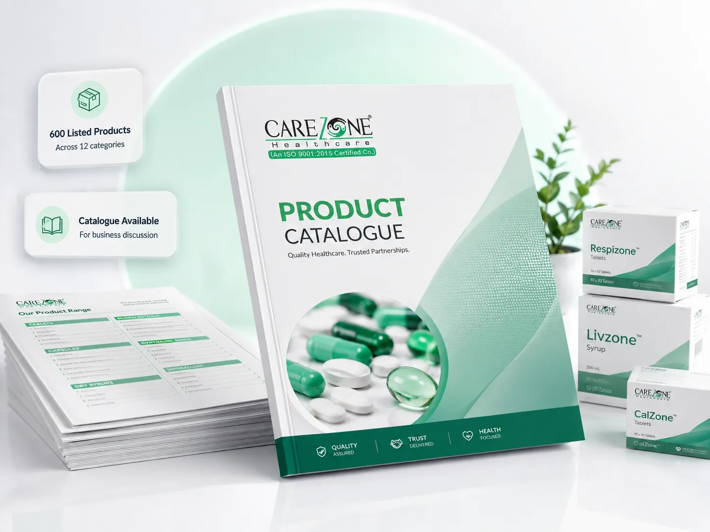Carezone Healthcare product range including tablets capsules syrups injections and cosmetic products