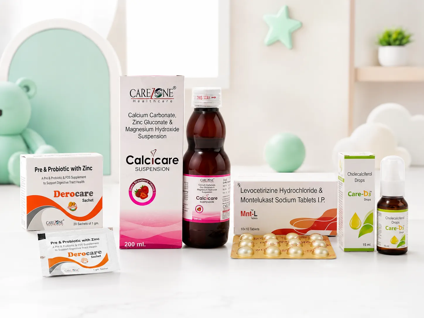 Carezone Healthcare pediatric product range for PCD franchise portfolio