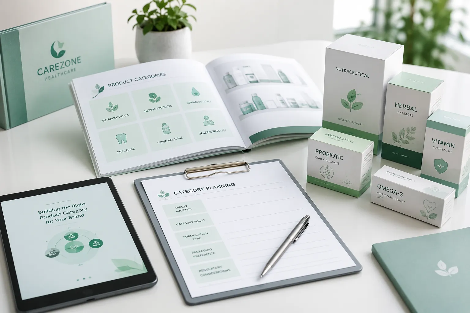 Product catalogue and category planning sheet for manufacturing discussion