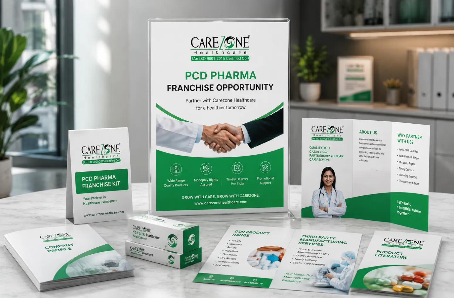 Carezone Healthcare promotional visual aid and B2B support material
