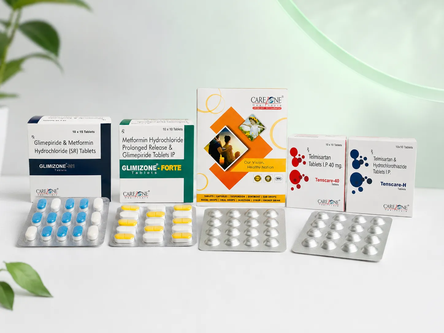 Carezone Healthcare tablet range with Glimizone Forte Glimizone M1 Tenscare and Metformin products