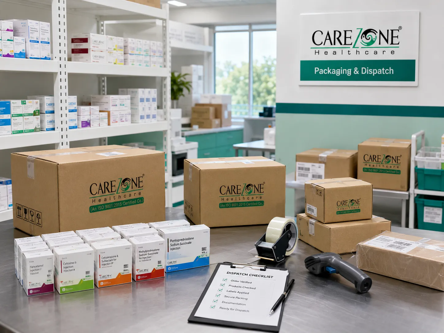 Carezone Healthcare pharmaceutical products packaging and dispatch logistics area