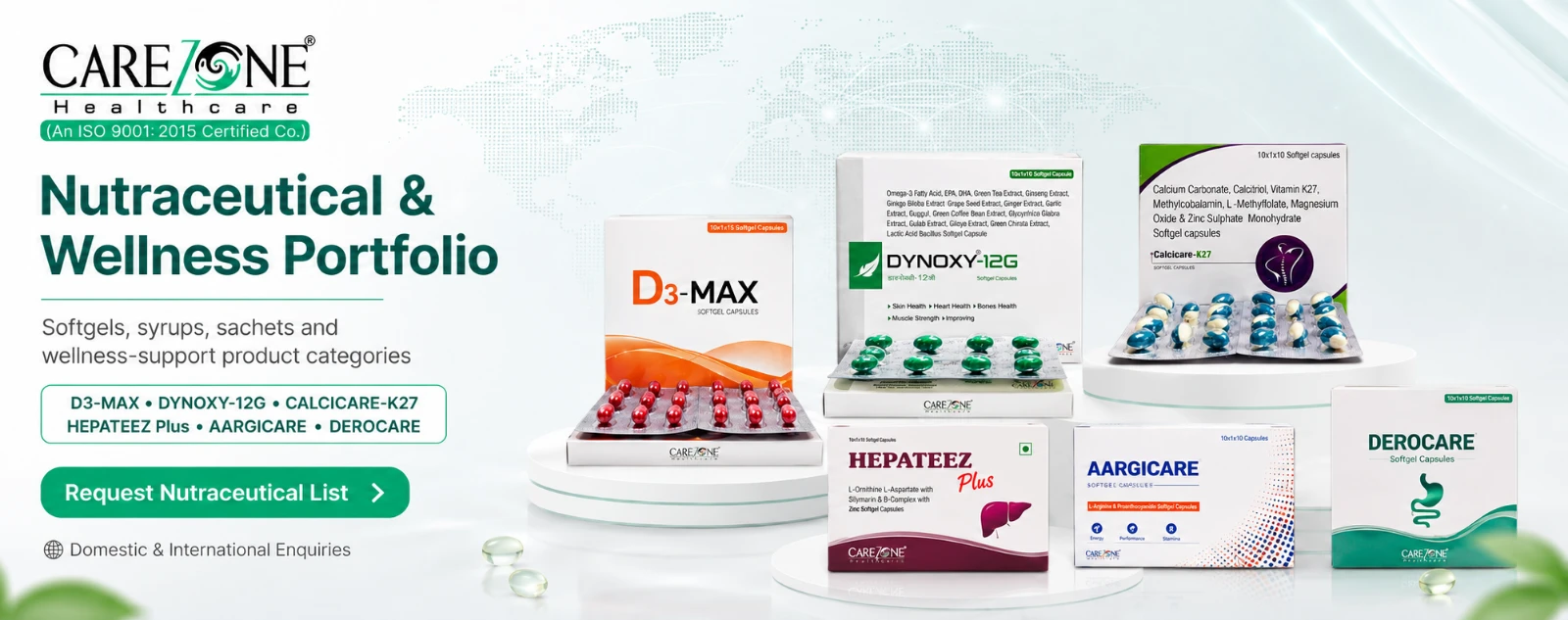 Carezone Healthcare nutraceutical product range poster