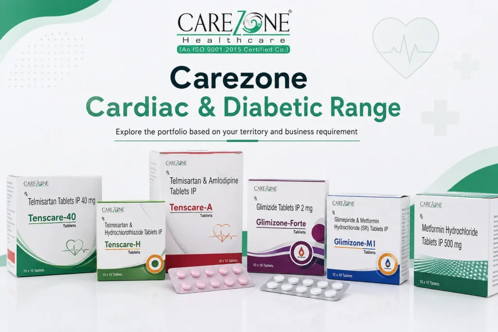 Carezone Healthcare cardiac and diabetic pharmaceutical product range