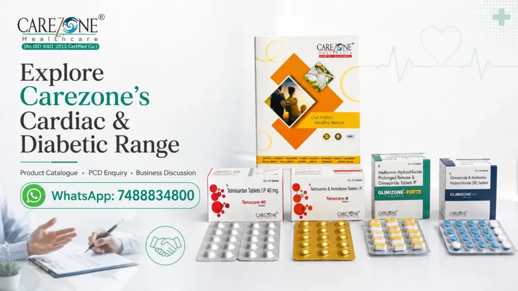 Request Carezone Healthcare cardiac and diabetic PCD product catalogue