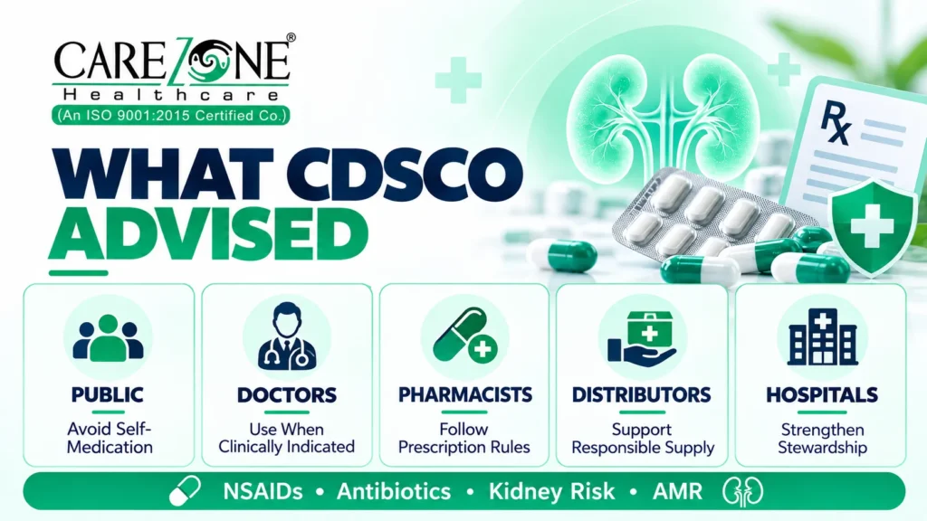 CDSCO advice for NSAID antibiotic use pharmacists doctors distributors and hospitals