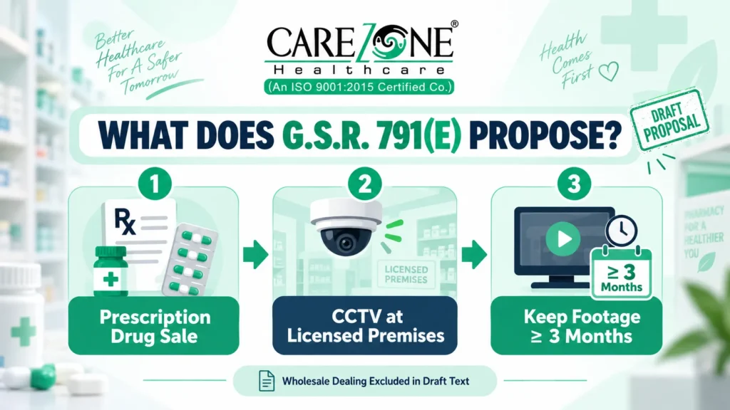 GSR 791E CCTV proposal for prescription drug sales at licensed medical stores in India