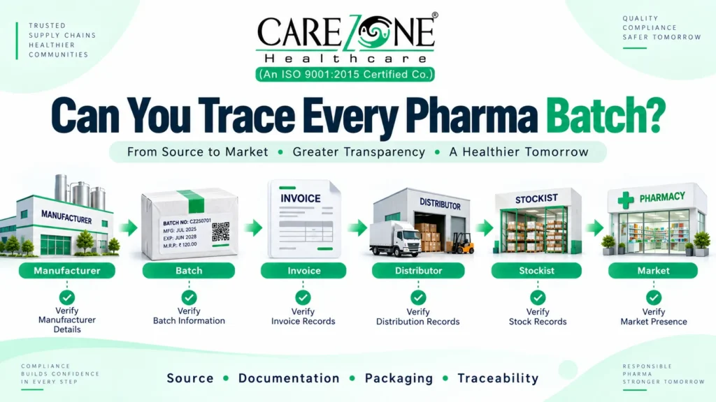 Pharma batch supply chain verification process for distributors PCD and manufacturers