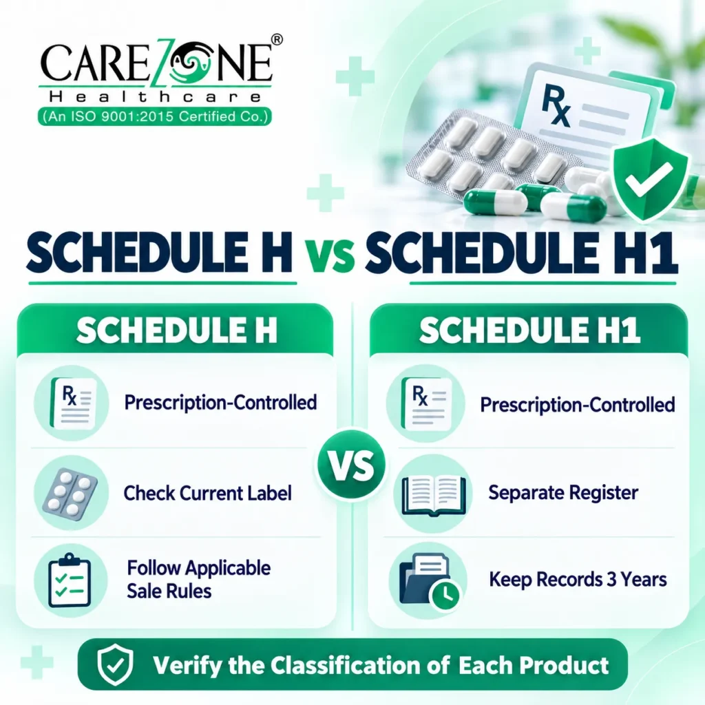 Schedule H vs Schedule H1 antibiotic prescription and register requirements India