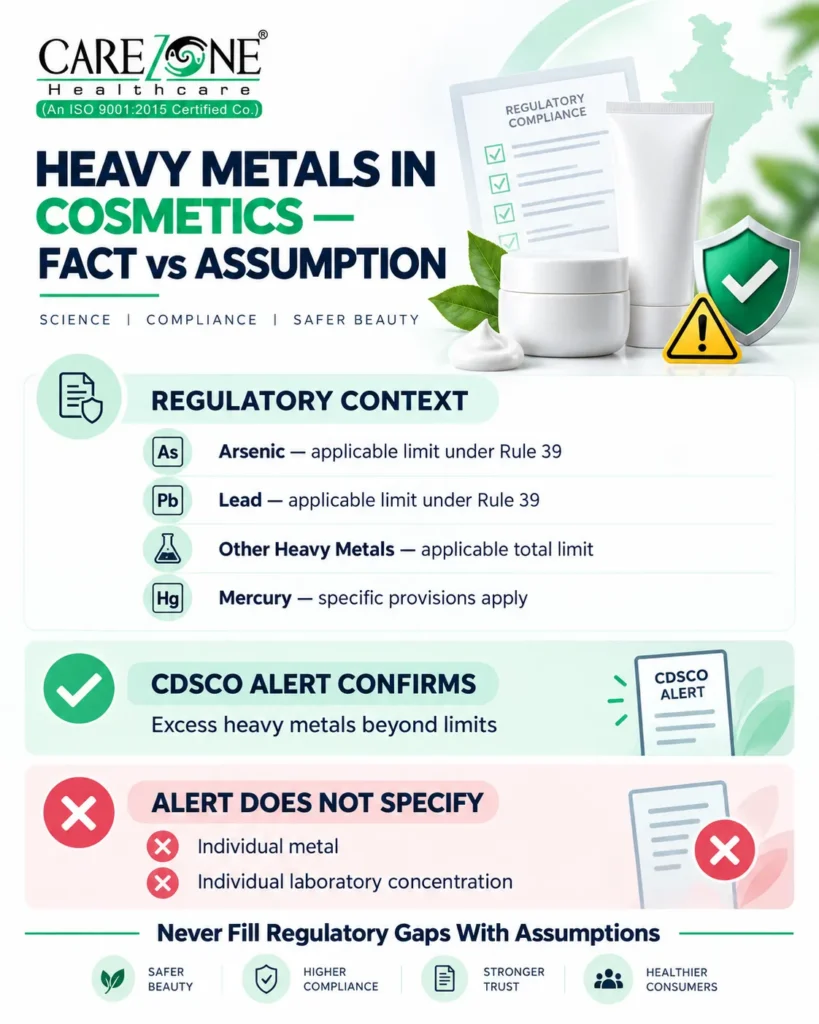 Heavy metal limits in cosmetics India Rule 39 CDSCO alert explanation
