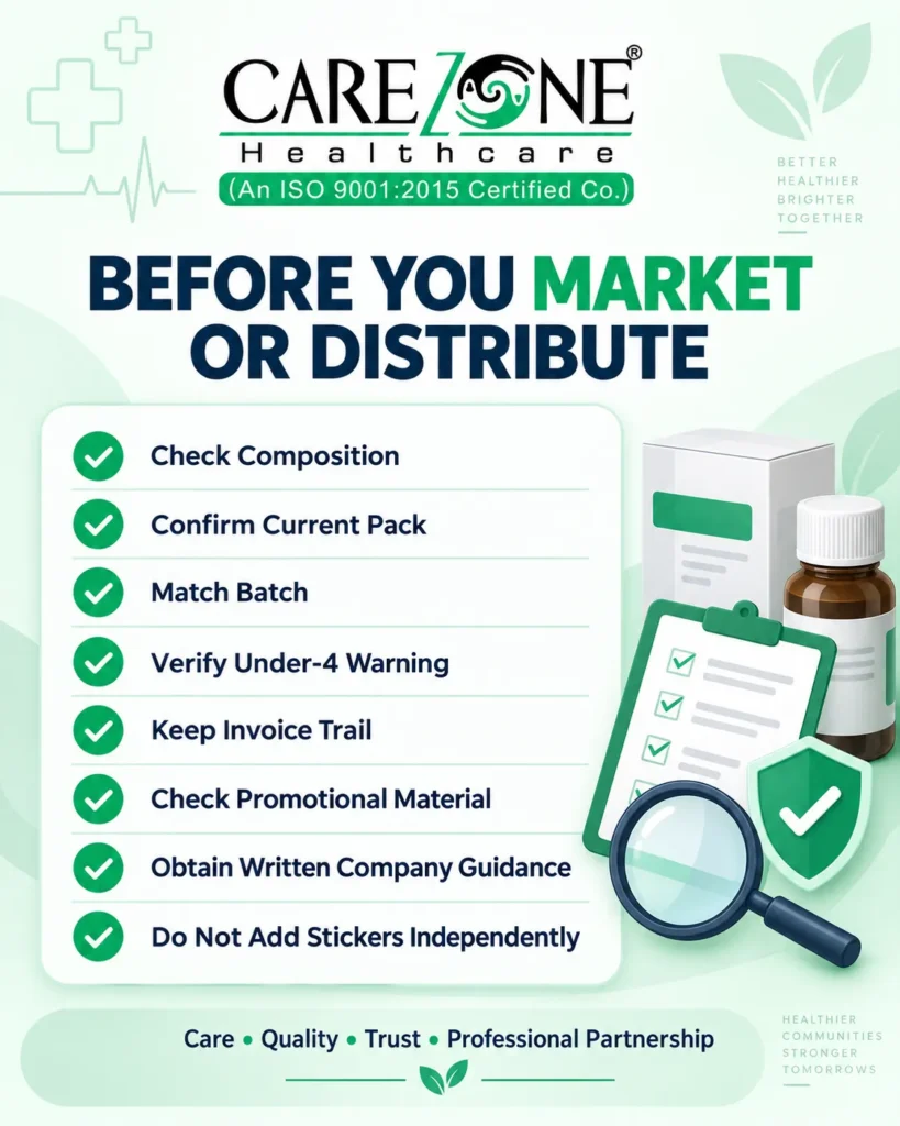 PCD distributor checklist for Chlorpheniramine Phenylephrine FDC warning compliance