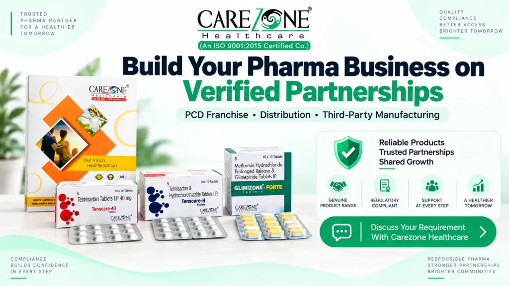 Carezone Healthcare PCD franchise distributor and third party pharma business partnership