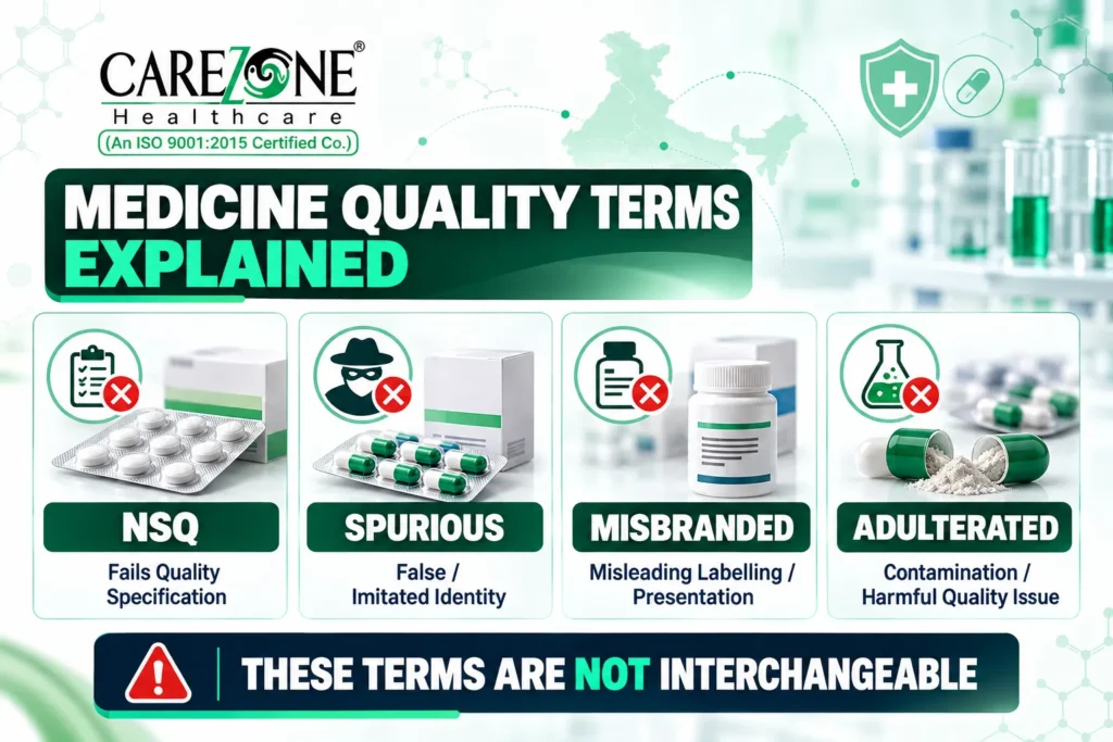 NSQ vs spurious misbranded adulterated drugs India explained