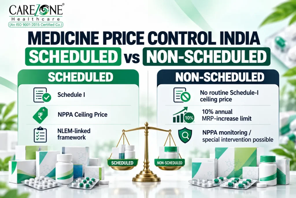 Scheduled vs non scheduled medicines India DPCO NPPA price control