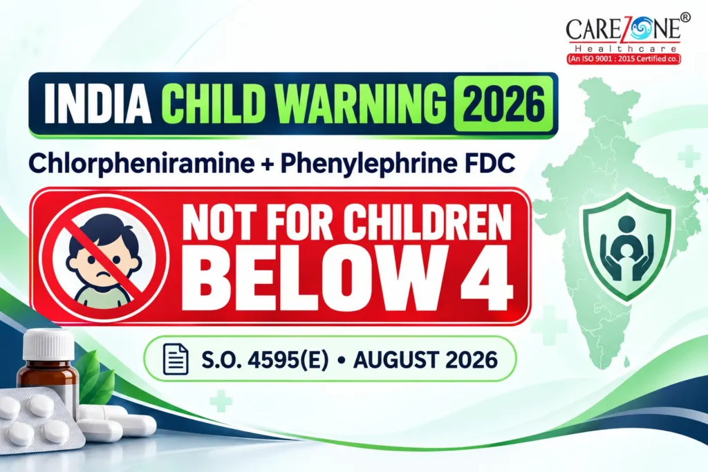 Chlorpheniramine phenylephrine under 4 child warning India 2026