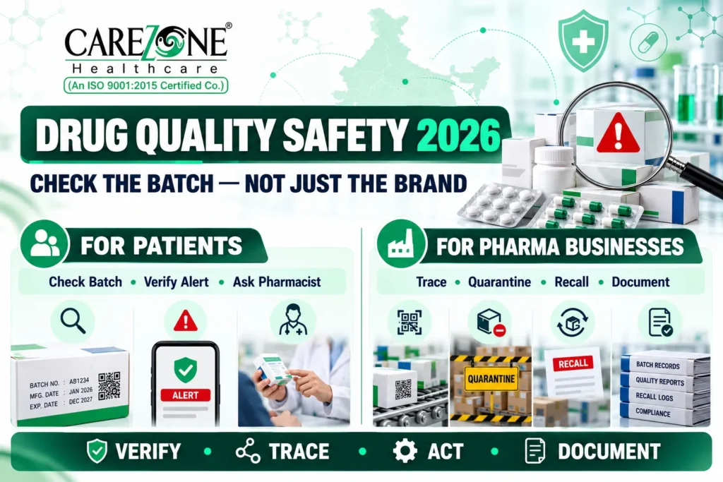 Drug quality batch safety checklist CDSCO NSQ alert 2026